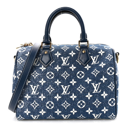 Louis Vuitton Monogram Jacquard Denim Speedy Bandouliere 25 Bleu 1 of 9