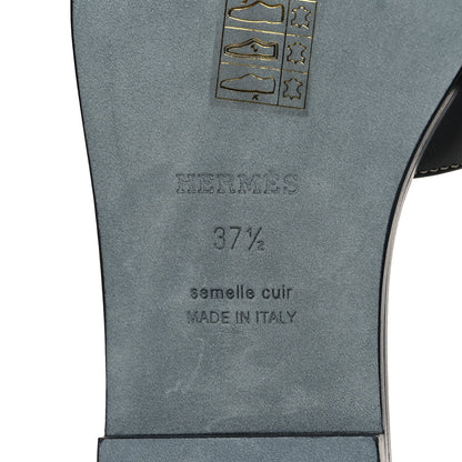 Hermes Box Calfskin Oran Sandals 37.5 Black 7 of 9