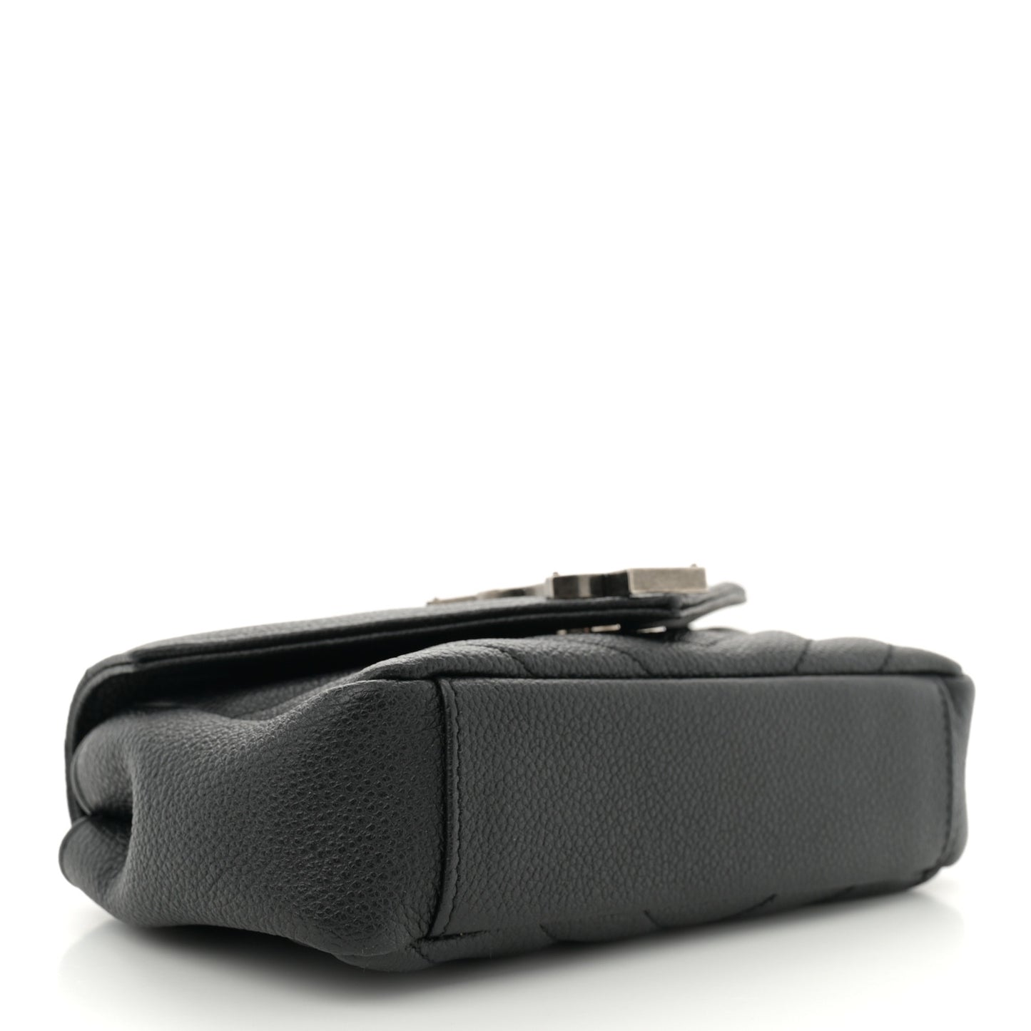 Grained Calfskin Matelasse Chevron Classic Monogram Baby Chain Bag Black