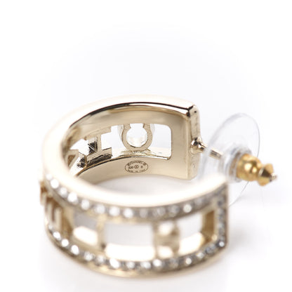 Chanel Metal Crystal Bow-tiful CC Hoop Earrings Gold 6 of 7