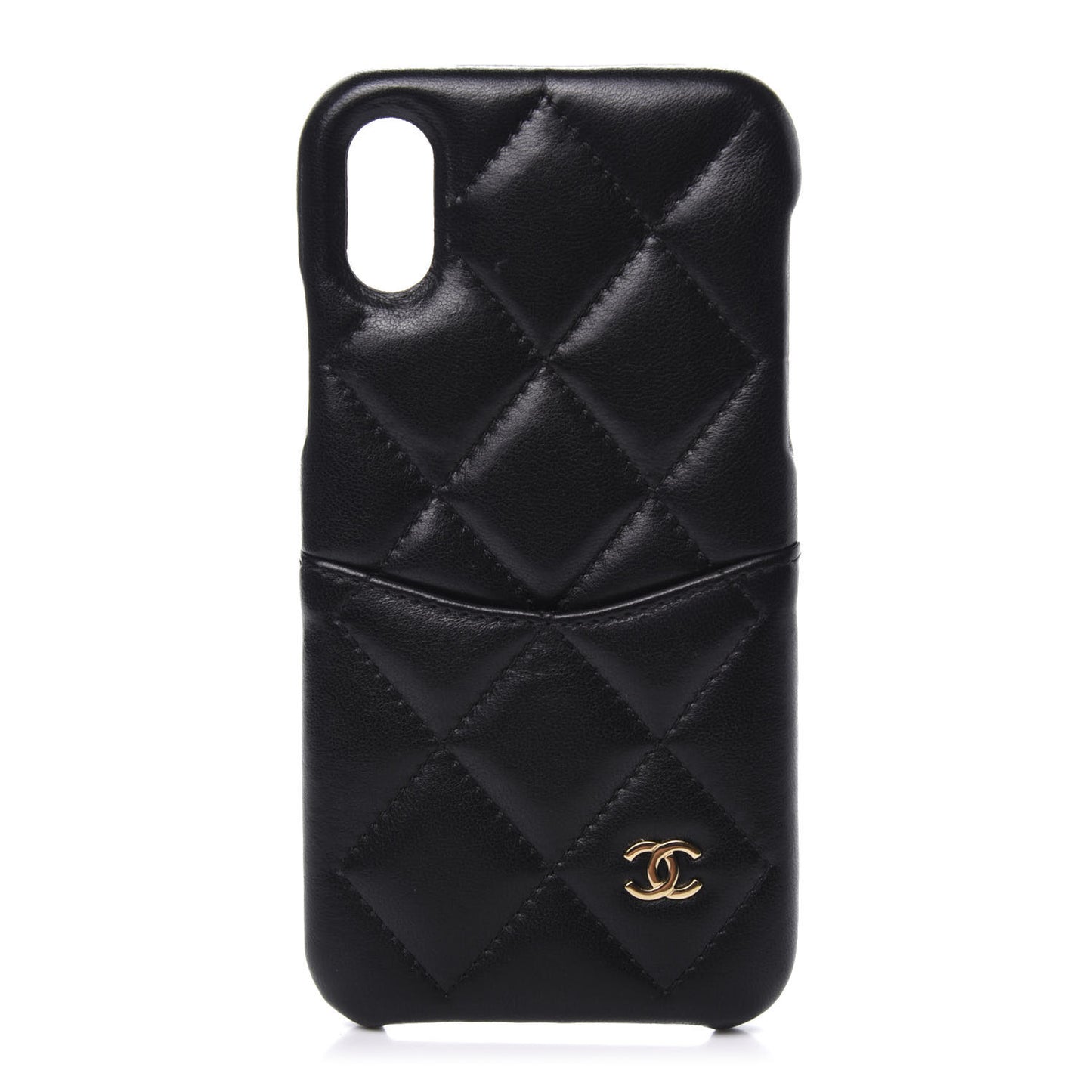 Lambskin Quilted iPhone X Case Black