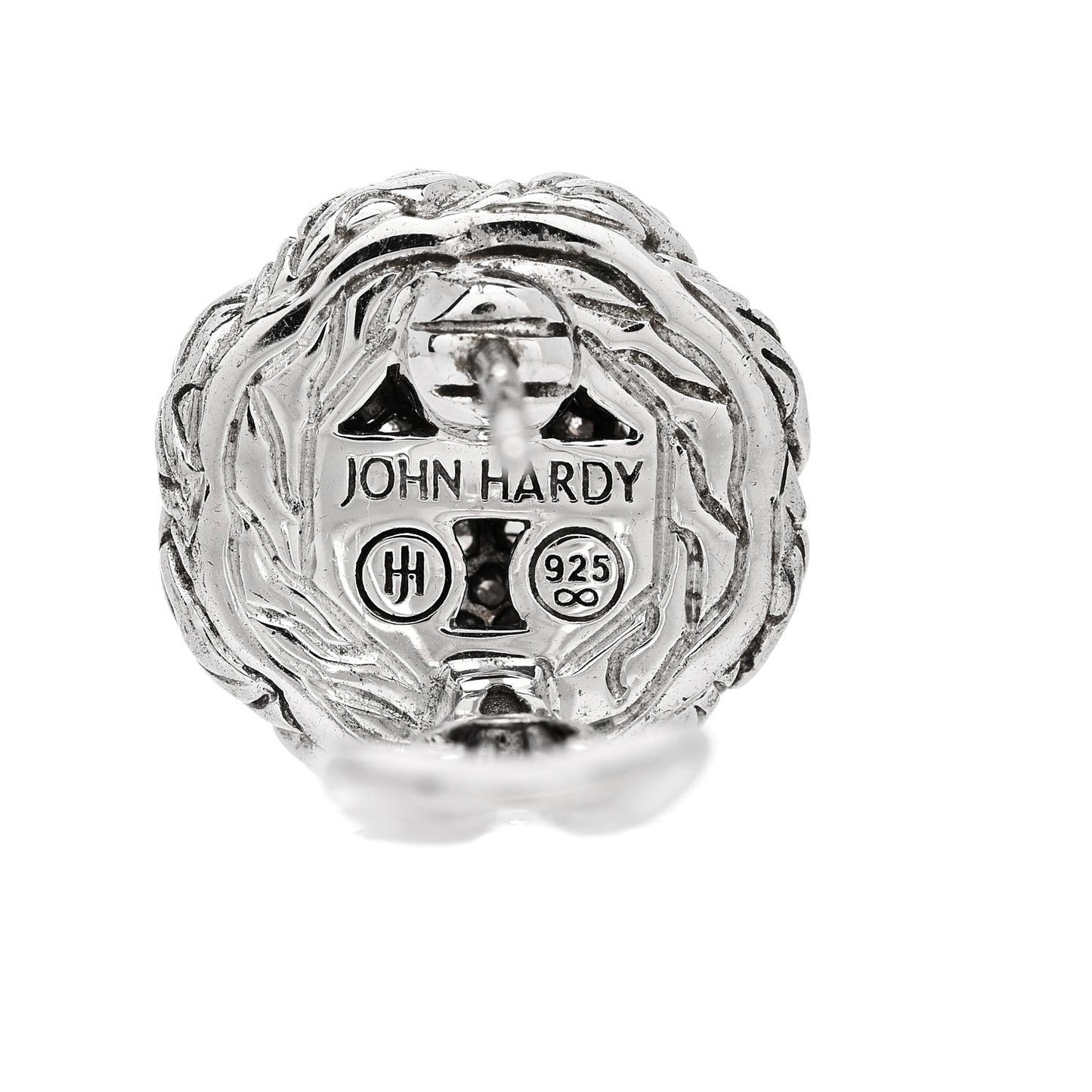 Sterling Silver Diamond Classic Chain Round Pave Earrings
