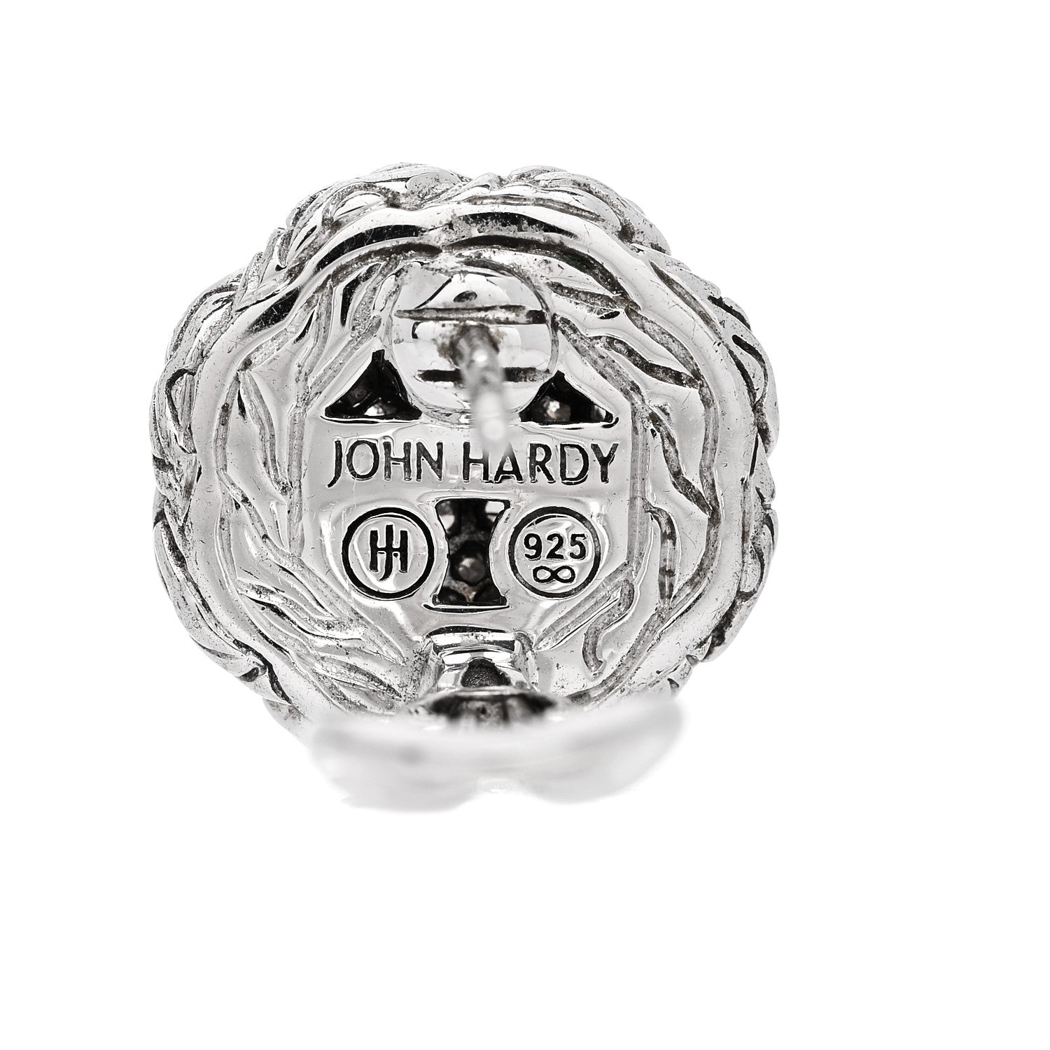 John Hardy Sterling Silver Diamond Classic Chain Round Pave Earrings 4 of 4