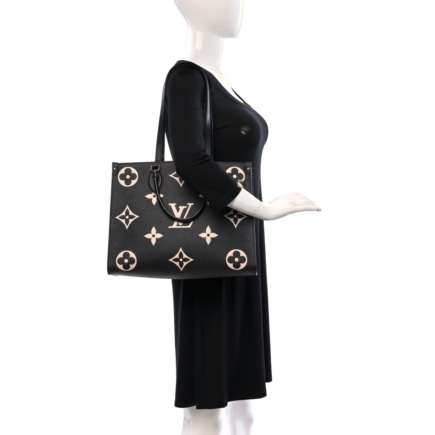 Louis Vuitton Empreinte Monogram Giant Onthego MM Black Beige 2 of 8