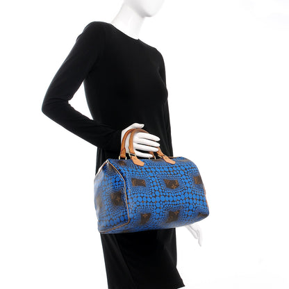 Louis Vuitton Monogram Kusama Town Speedy 30 Blue 2 of 15