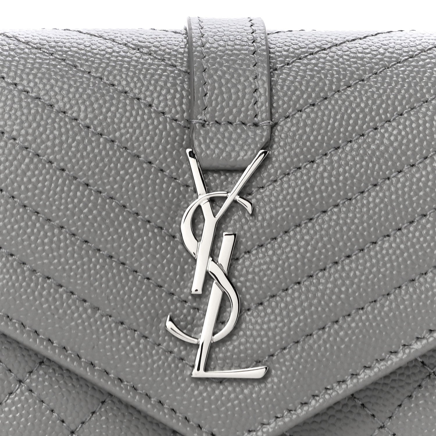 Saint Laurent Grain De Poudre Textured Mixed Matelasse Triquilt Small Monogram Envelope Wallet New Stone 8 of 10