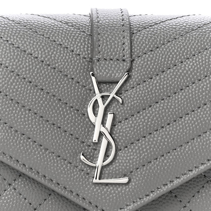 Saint Laurent Grain De Poudre Textured Mixed Matelasse Triquilt Small Monogram Envelope Wallet New Stone 8 of 10