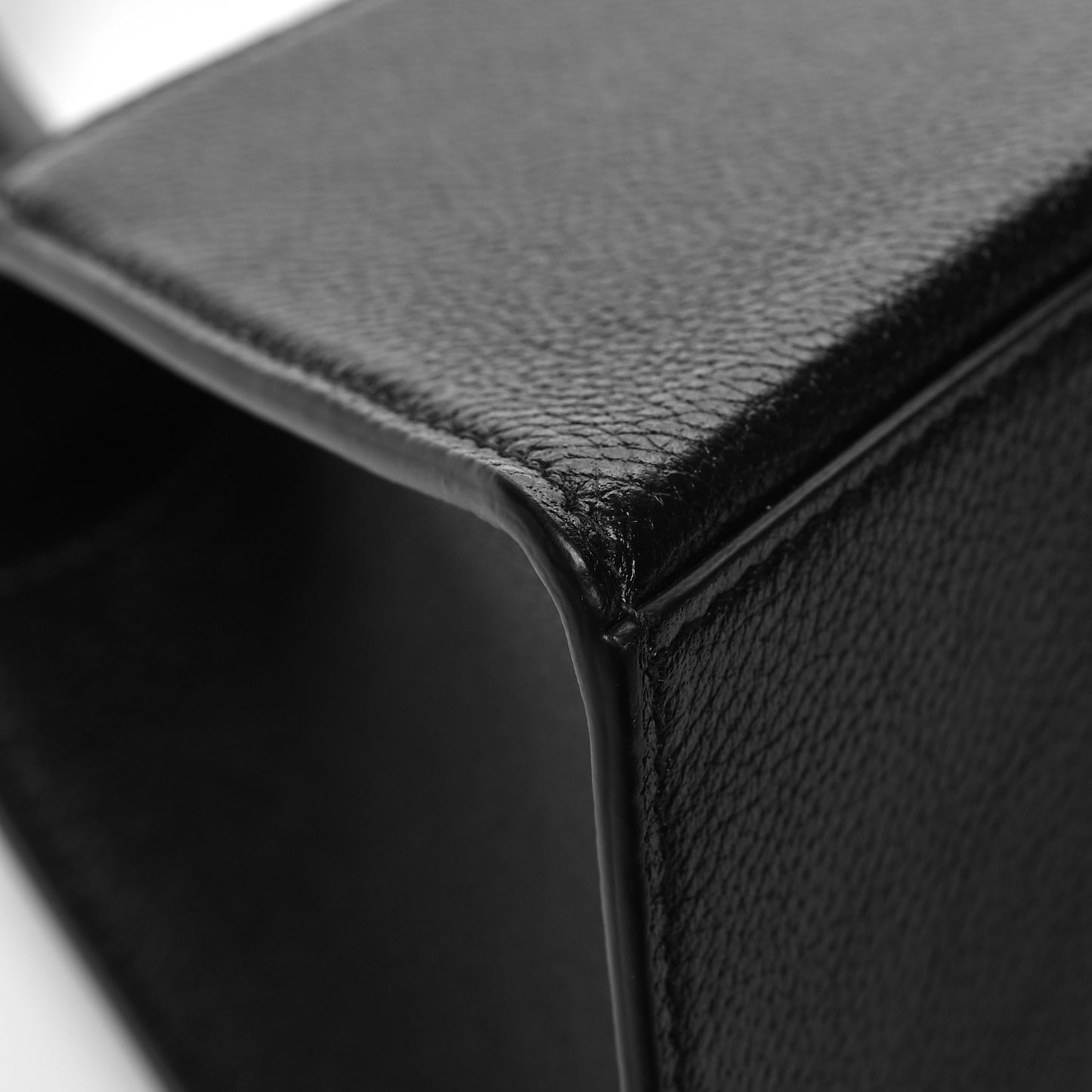 Grained Calfskin Small Hourglass Top Handle Bag Black
