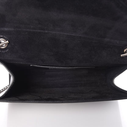 Saint Laurent Calfskin Fringe Medium Snake Monogram Satchel Black 5 of 6