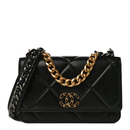 Chanel Lambskin Quilted Chanel 19 Wallet On Chain WOC Black 1 of 15