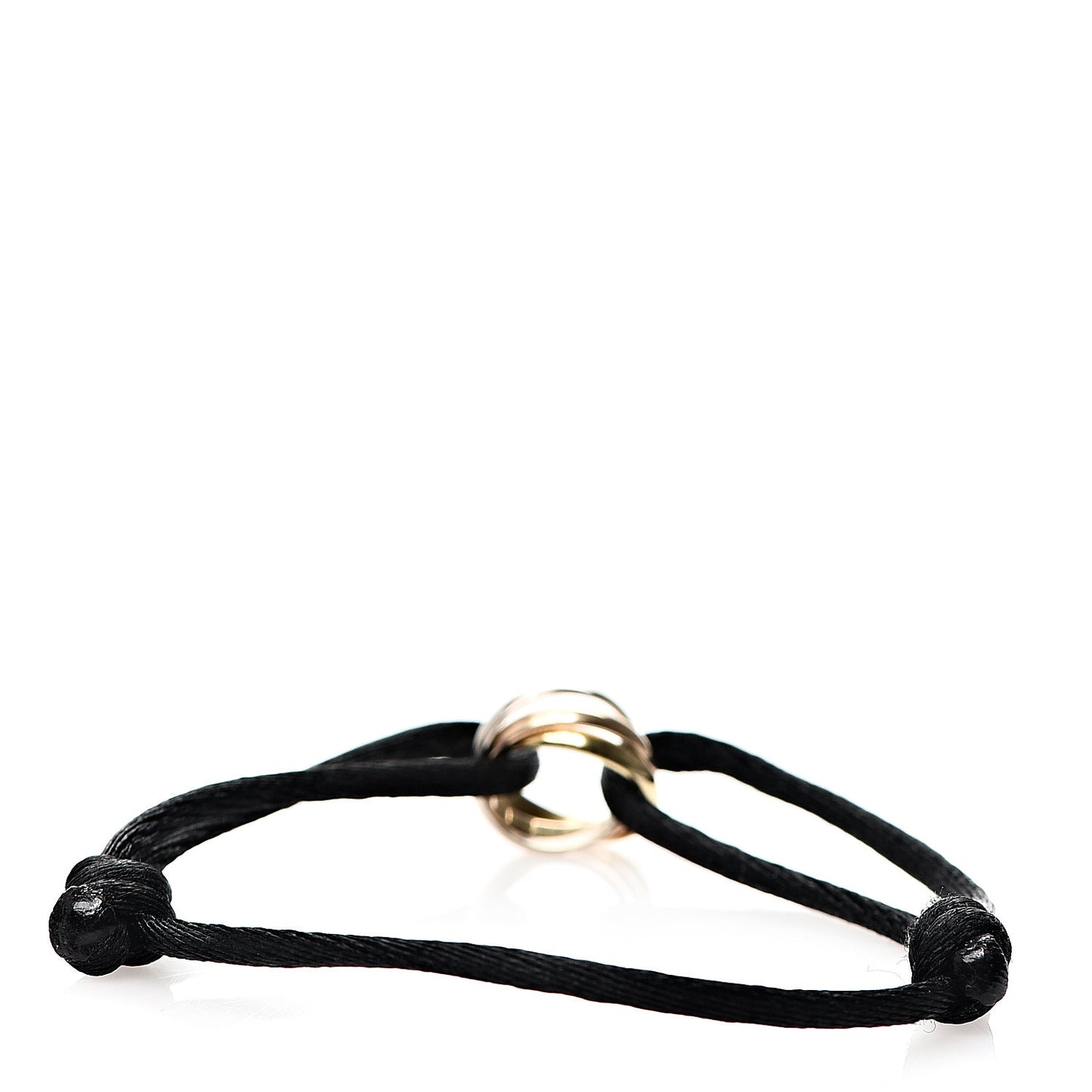18K Pink Yellow White Gold Trinity Adjustable Cord Bracelet Black