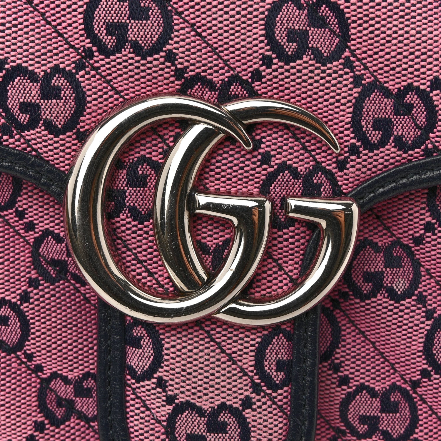 Gucci Monogram Multicolor Matelasse Diagonal Small GG Marmont Shoulder Bag Pink Blue 20 of 25