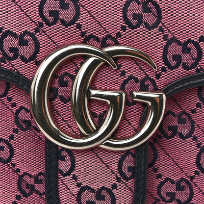 Gucci Monogram Multicolor Matelasse Diagonal Small GG Marmont Shoulder Bag Pink Blue 20 of 25