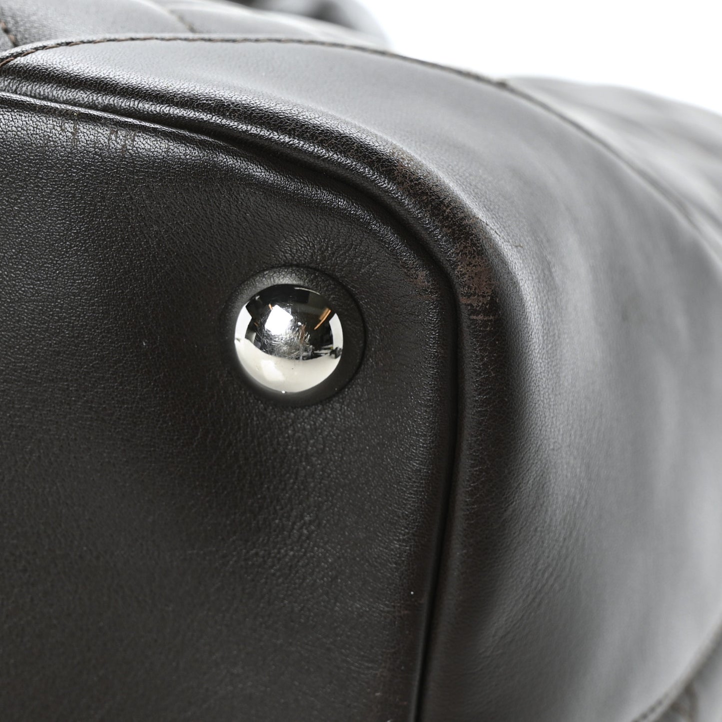 Calfskin Quilted Large Cambon Tote Brown