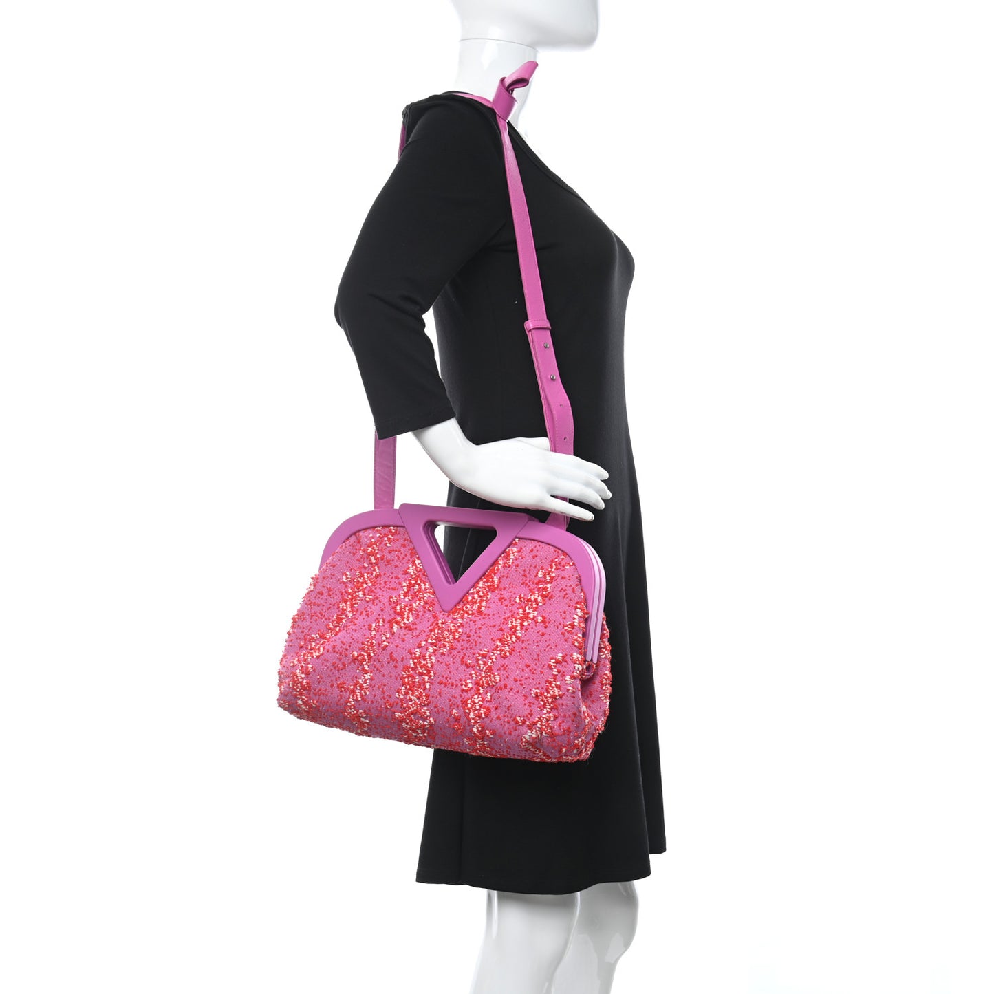 Textured Fabric Medium The Point Triangle Bag Cerise