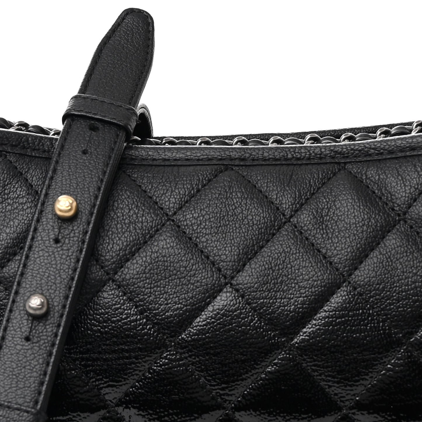 Aged Calfskin Quilted Medium Gabrielle Hobo Black