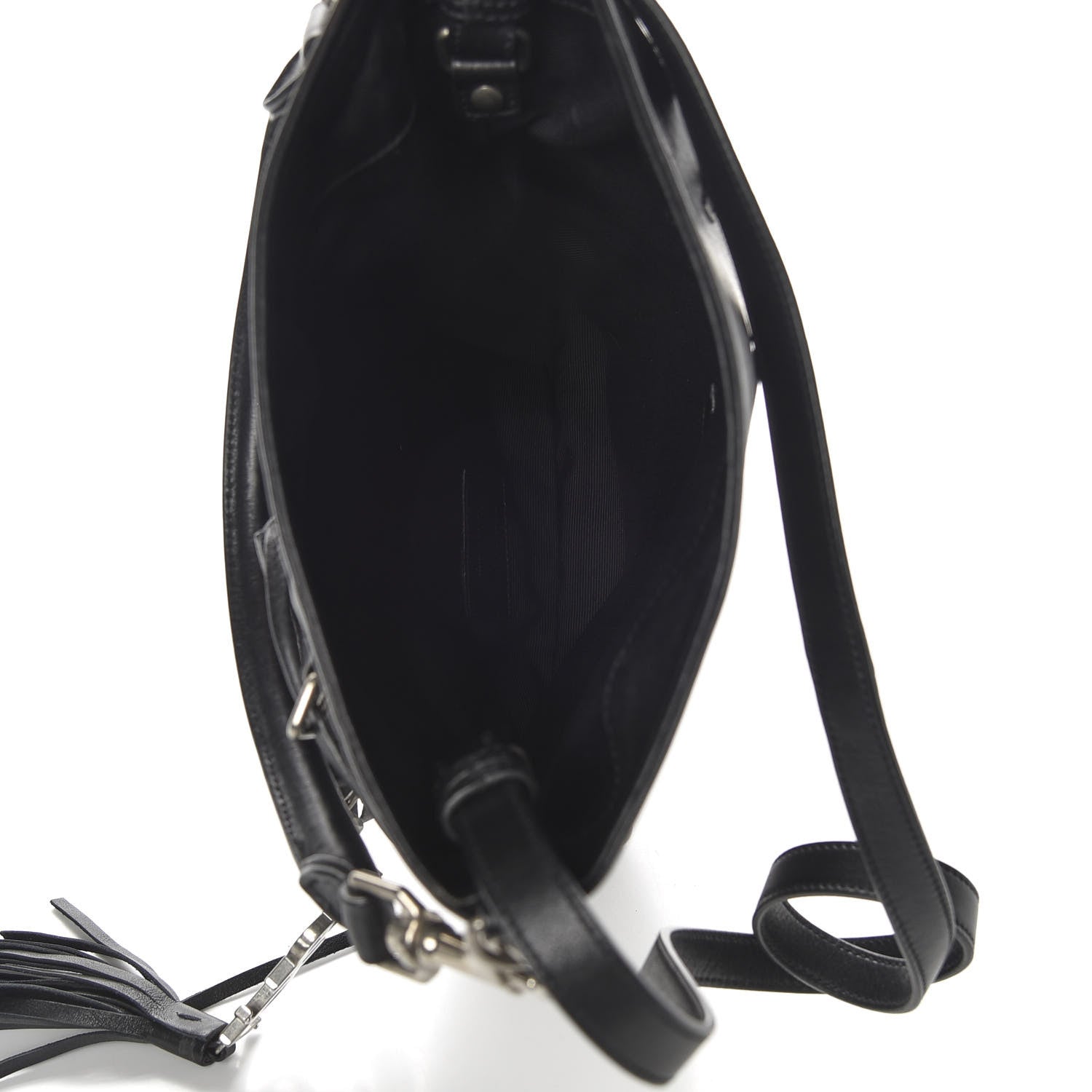 Saint Laurent Calfskin Studded Monogram Flat Bucket Black 5 of 9