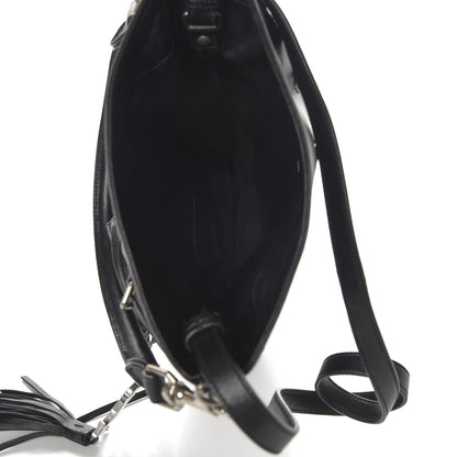 Saint Laurent Calfskin Studded Monogram Flat Bucket Black 5 of 9