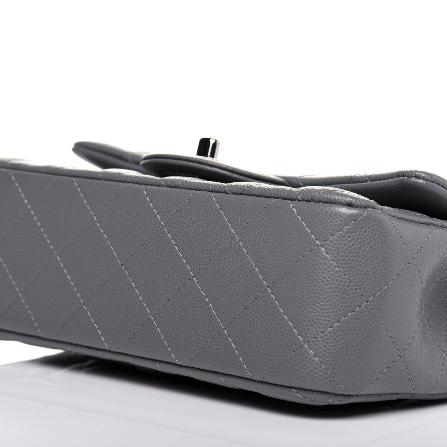 Caviar Quilted Mini Rectangular Flap Grey