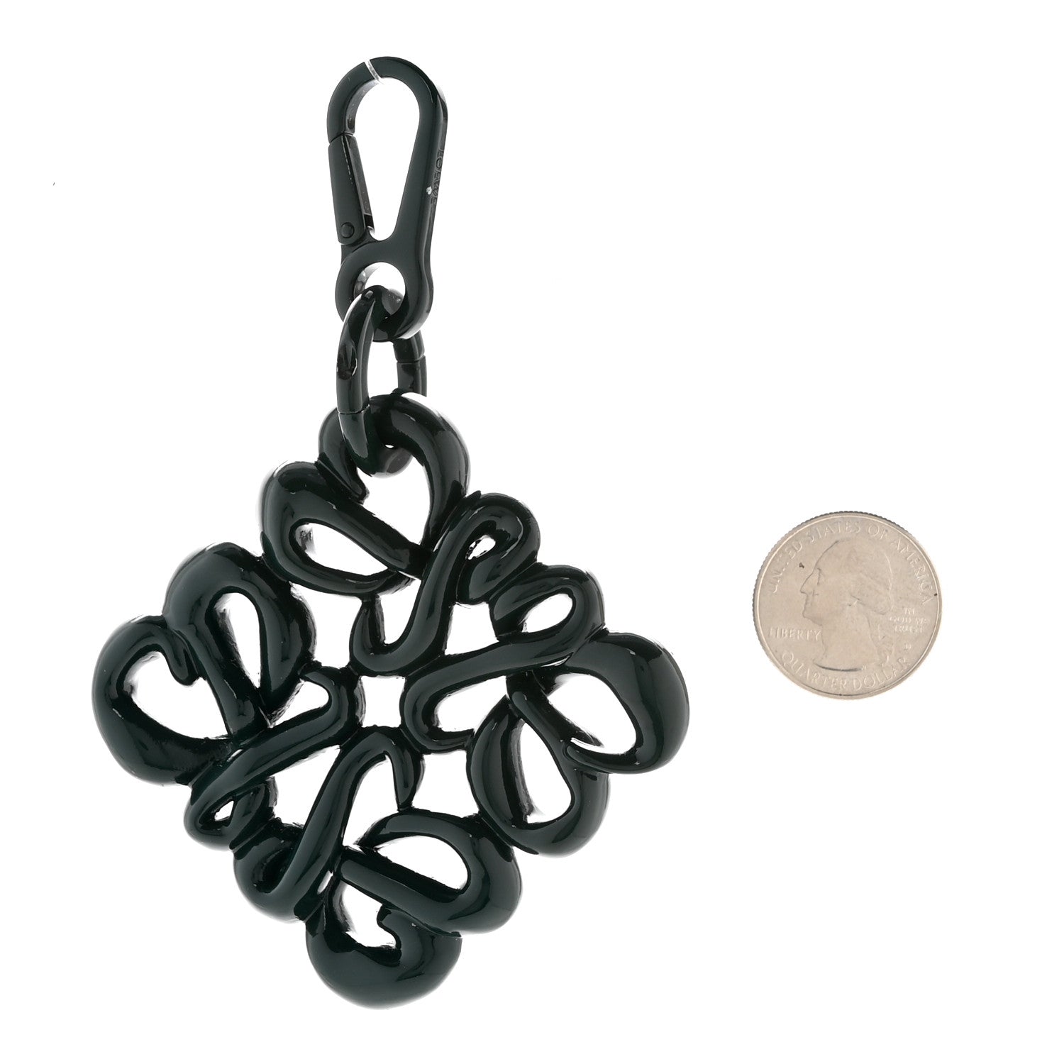 Loewe Varnished Metal Anagram Bag Charm Key Holder Dark Green 2 of 3