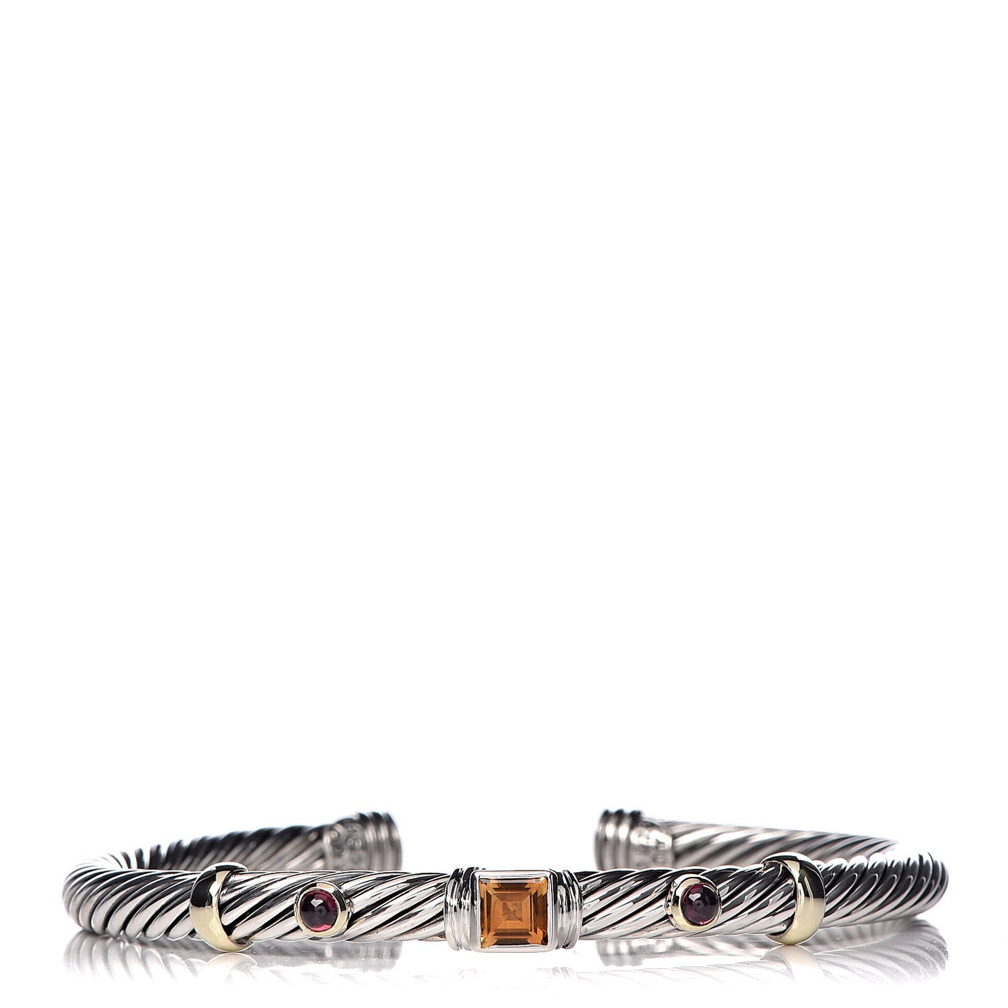 Sterling Silver 14K Yellow Gold Citrine Rhodolite 5mm Renaissance Bracelet