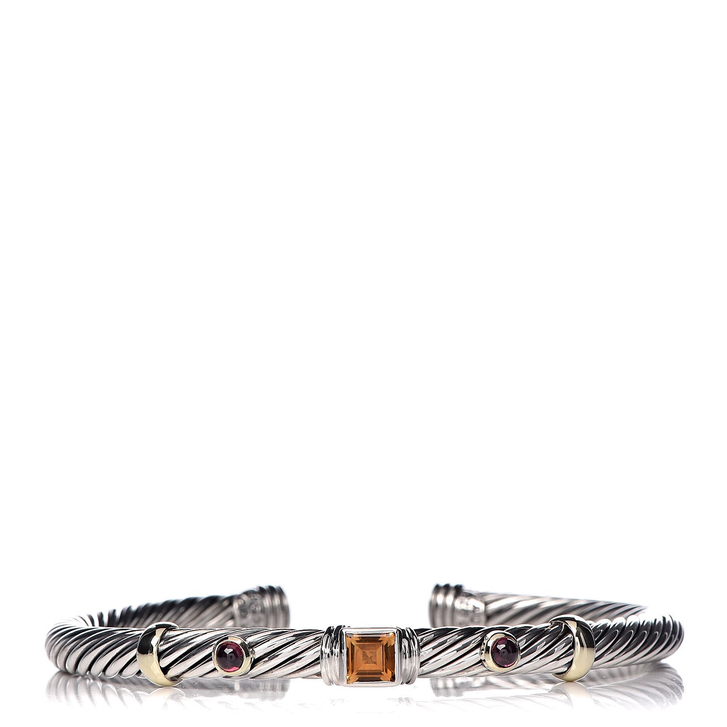 David Yurman Sterling Silver 14K Yellow Gold Citrine Rhodolite 5mm Renaissance Bracelet 1 of 5