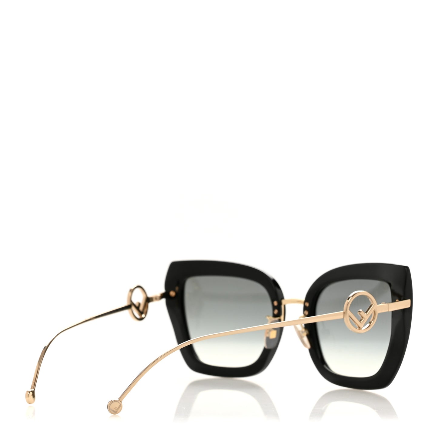 Acetate Metal F is Fendi Square Cat Eye Sunglasses FF 0424/F/S Black