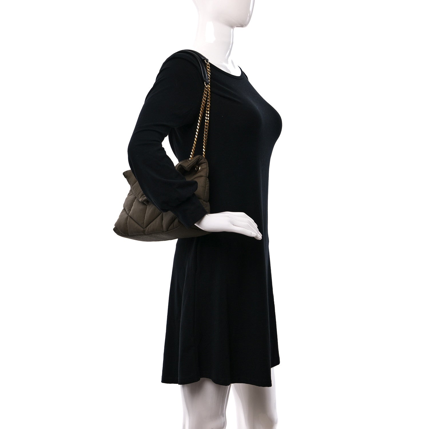 Saint Laurent Nylon Quilted Small Loulou Puffer Monogram Chain Satchel Military Green 2 of 9