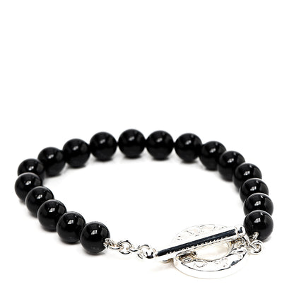 Tiffany Sterling Silver Black Onyx Bead Toggle Bracelet 2 of 3