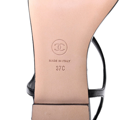 Chanel Lambskin Chain CC Logo Thong Sandals 37 Black 6 of 10