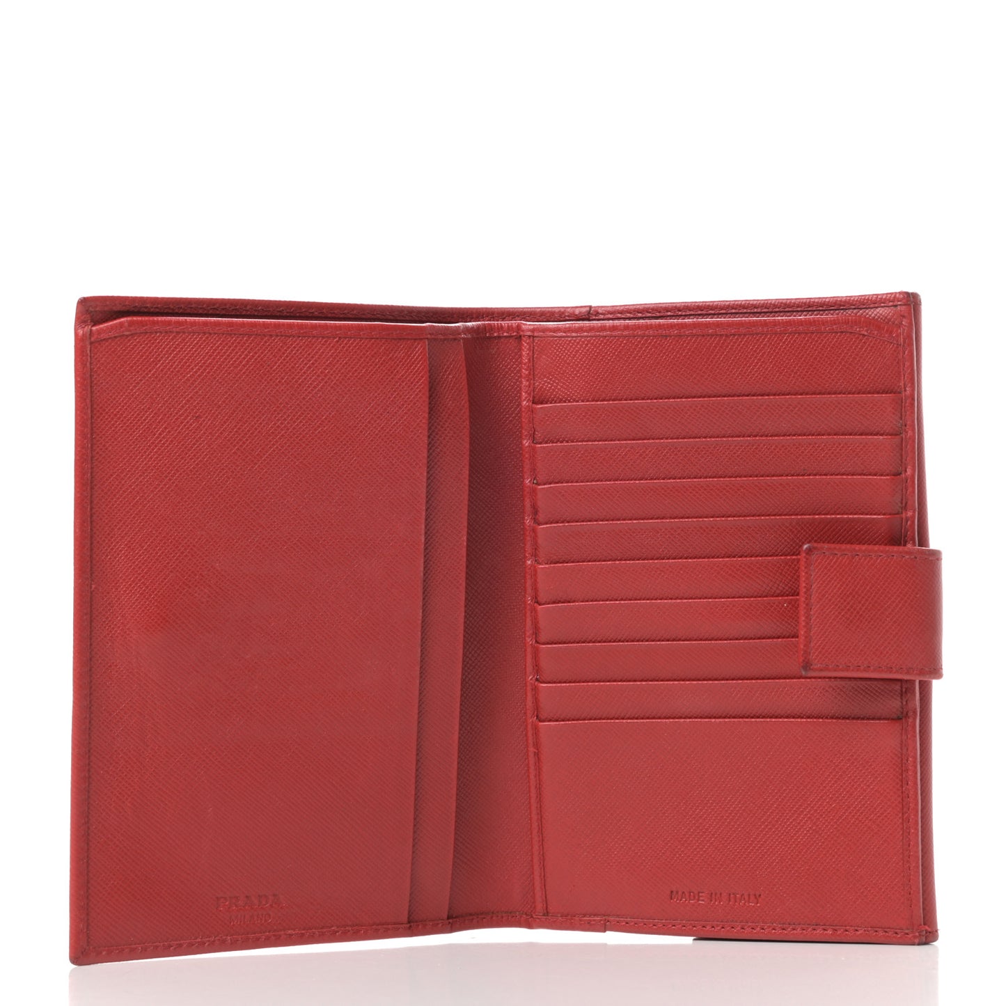 Saffiano Flap Compact Wallet Rosso