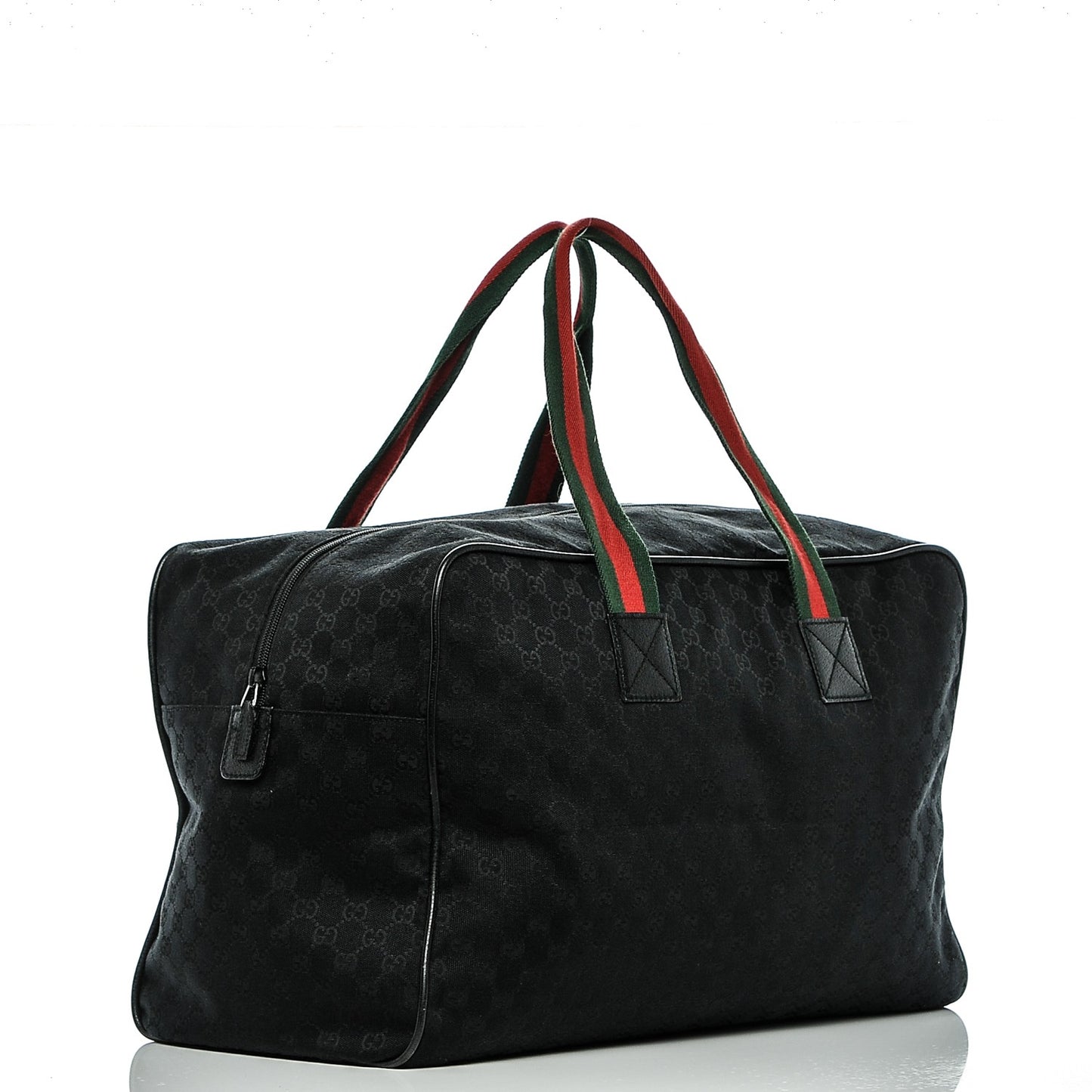 GG Monogram Web Large Collapsible Carry On Duffle Bag Black