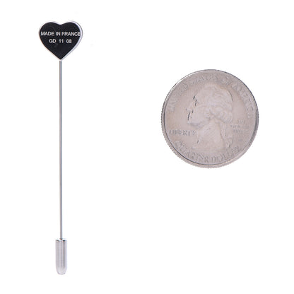 Hermes Lacquered Palladium Clou De Coeur Hat Pin Bleu Pastel 2 of 4