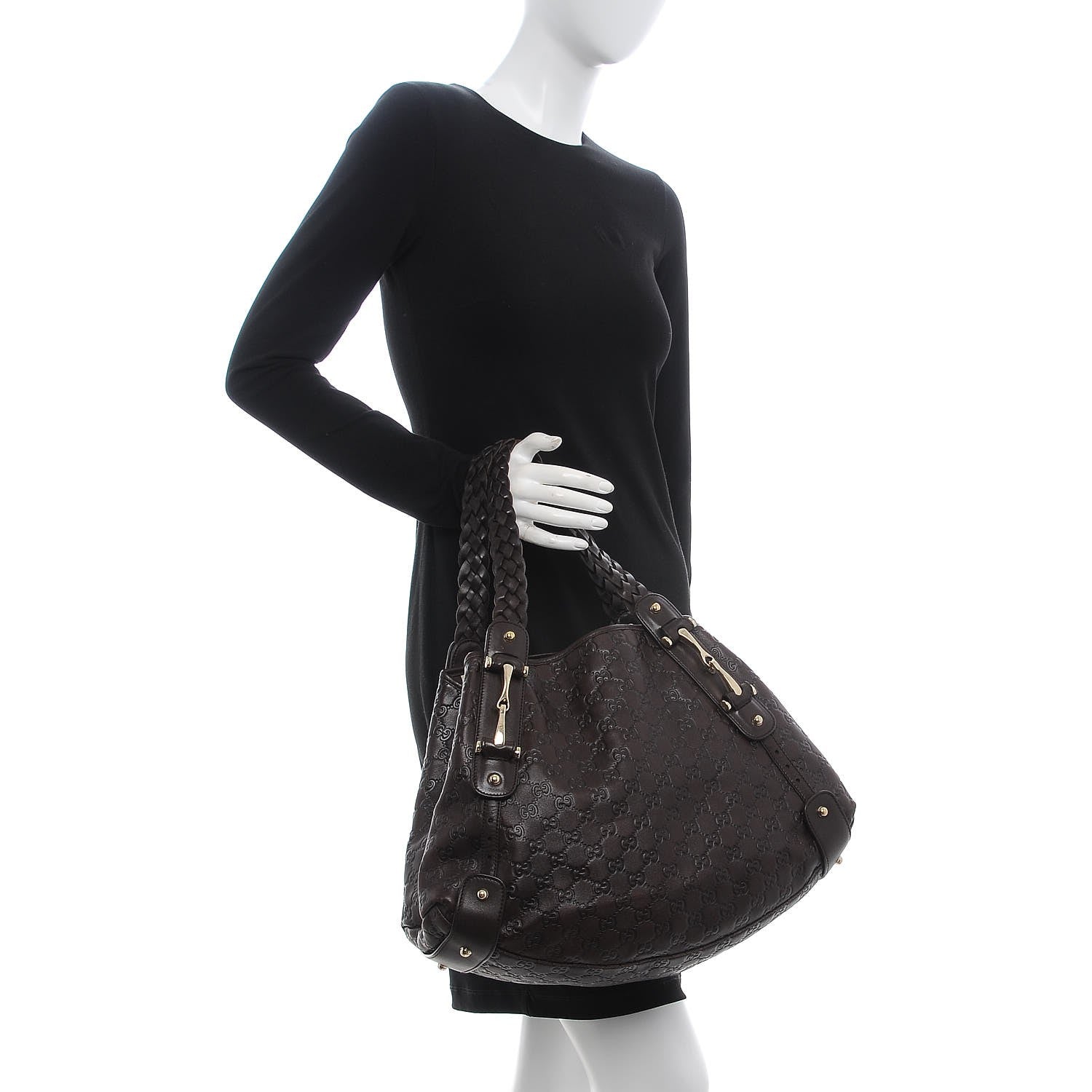 Gucci Guccissima Medium Pelham Shoulder Bag Dark Brown 2 of 10