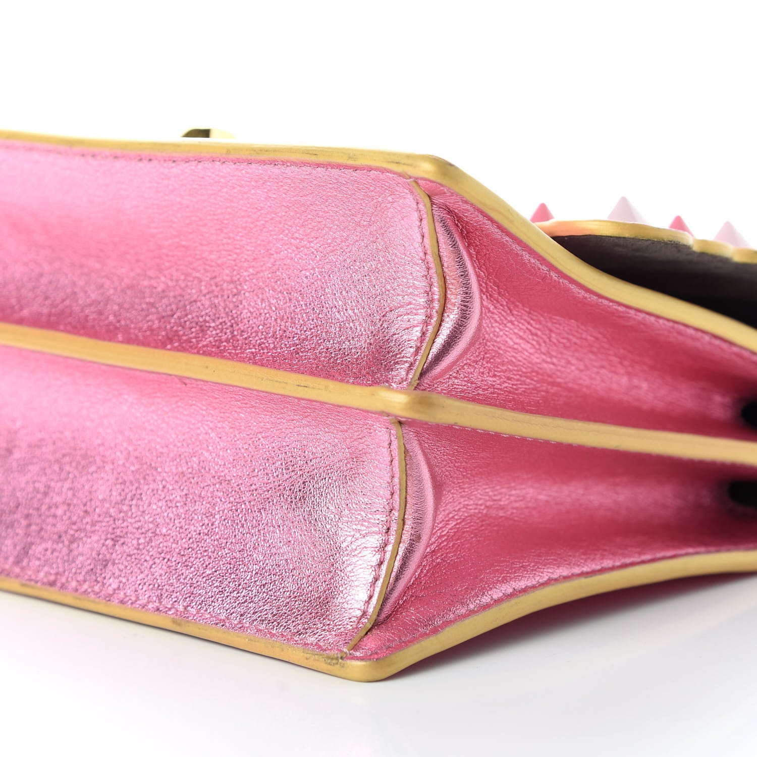 Fendi Vitello Catalan Mirror Scalloped Multi Studded Small Kan I Shoulder Bag Fuxia Chiaro 8 of 11