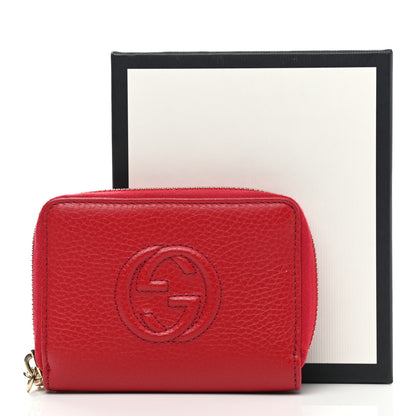 Gucci Pebbled Calfskin Soho Compact Disco Zip Around Wallet Tabasco Red 10 of 10