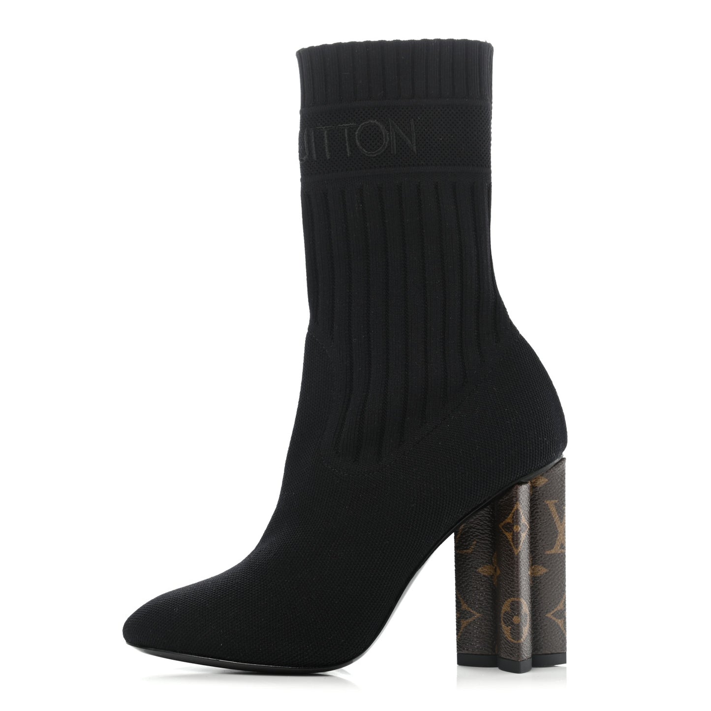 Monogram Stretch Fabric Silhouette Ankle Boots 35.5 Black
