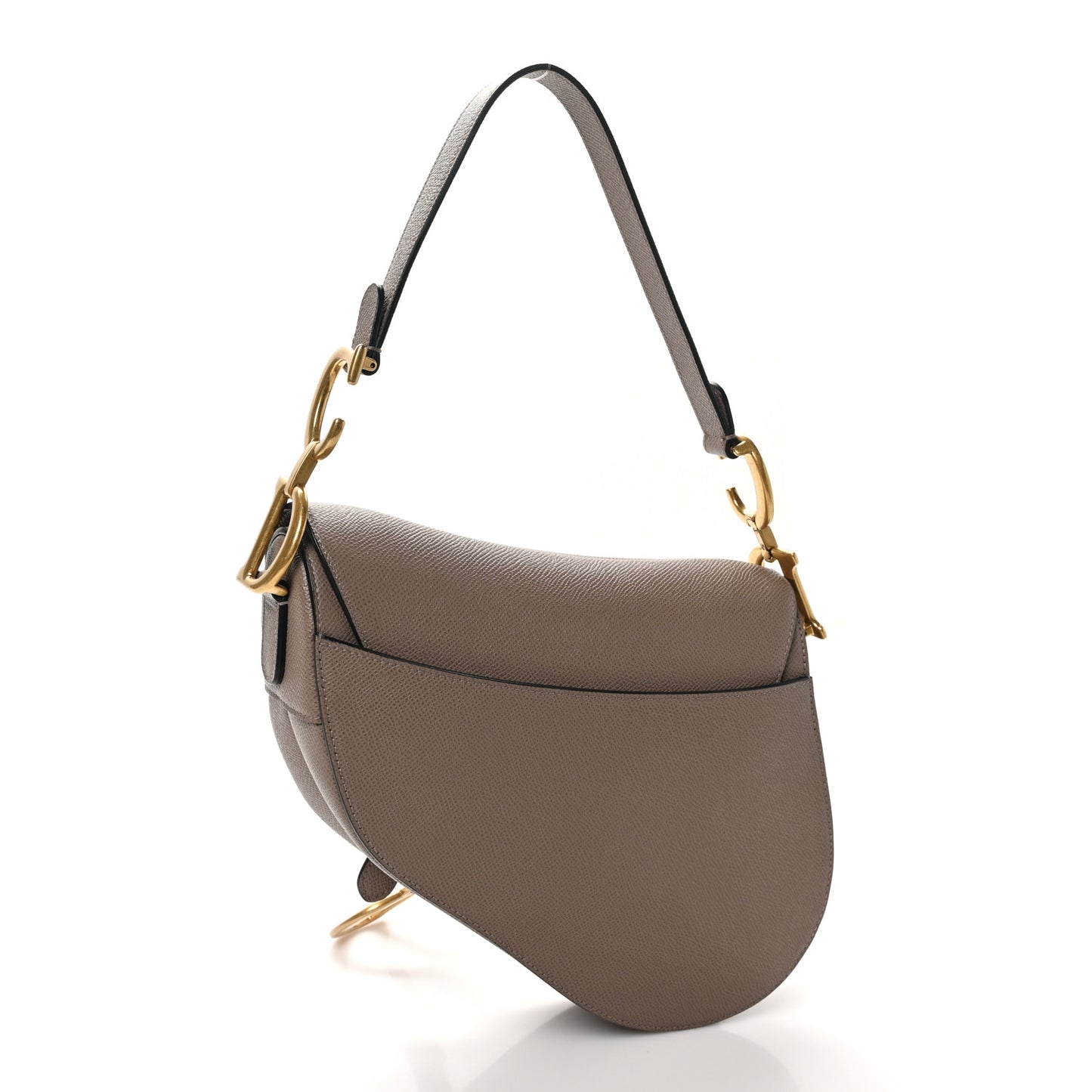 Grained Calfskin Saddle Bag Warm Taupe