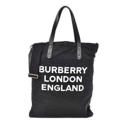 Burberry Nylon London England Print Logo Flat Tote Black 1 of 10