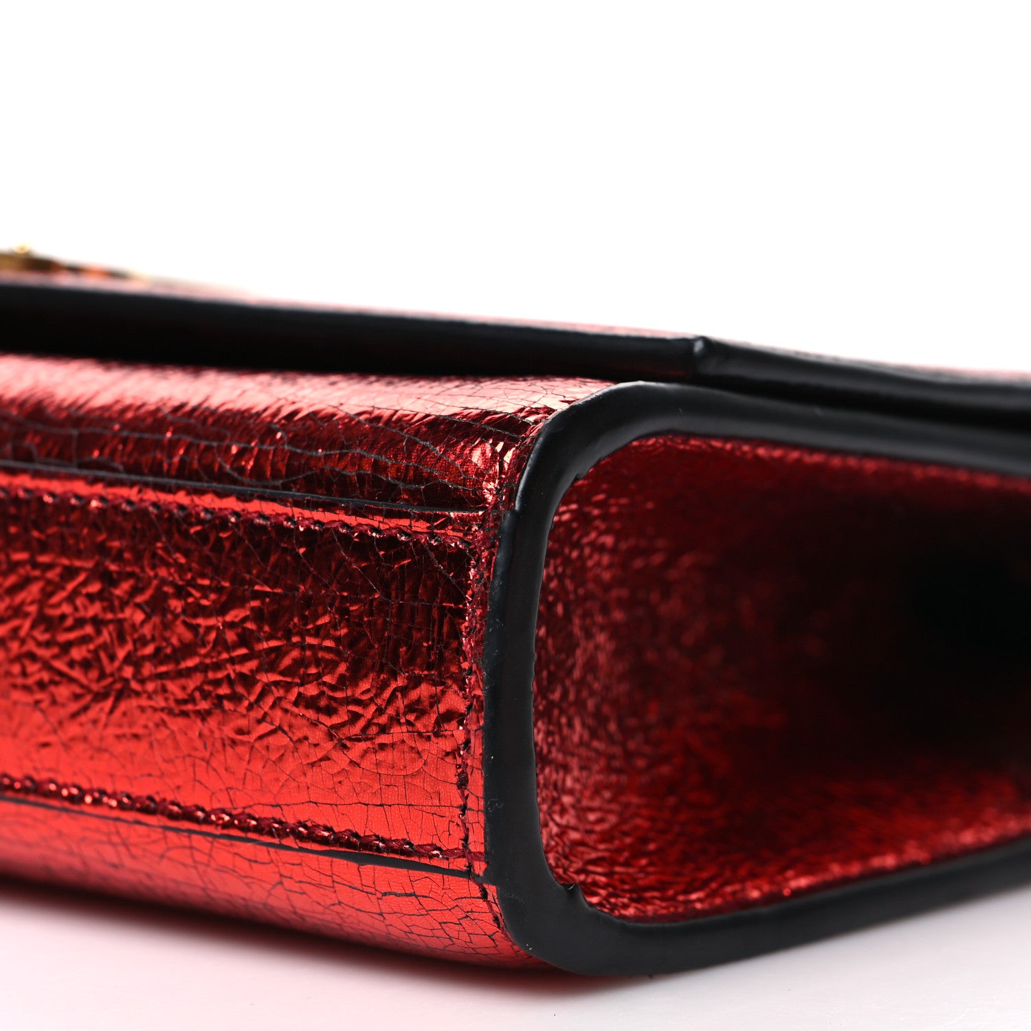 Saint Laurent Metallic Calfskin Small Classic Monogram Kate Satchel Red 10 of 10