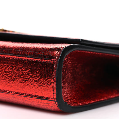 Saint Laurent Metallic Calfskin Small Classic Monogram Kate Satchel Red 10 of 10