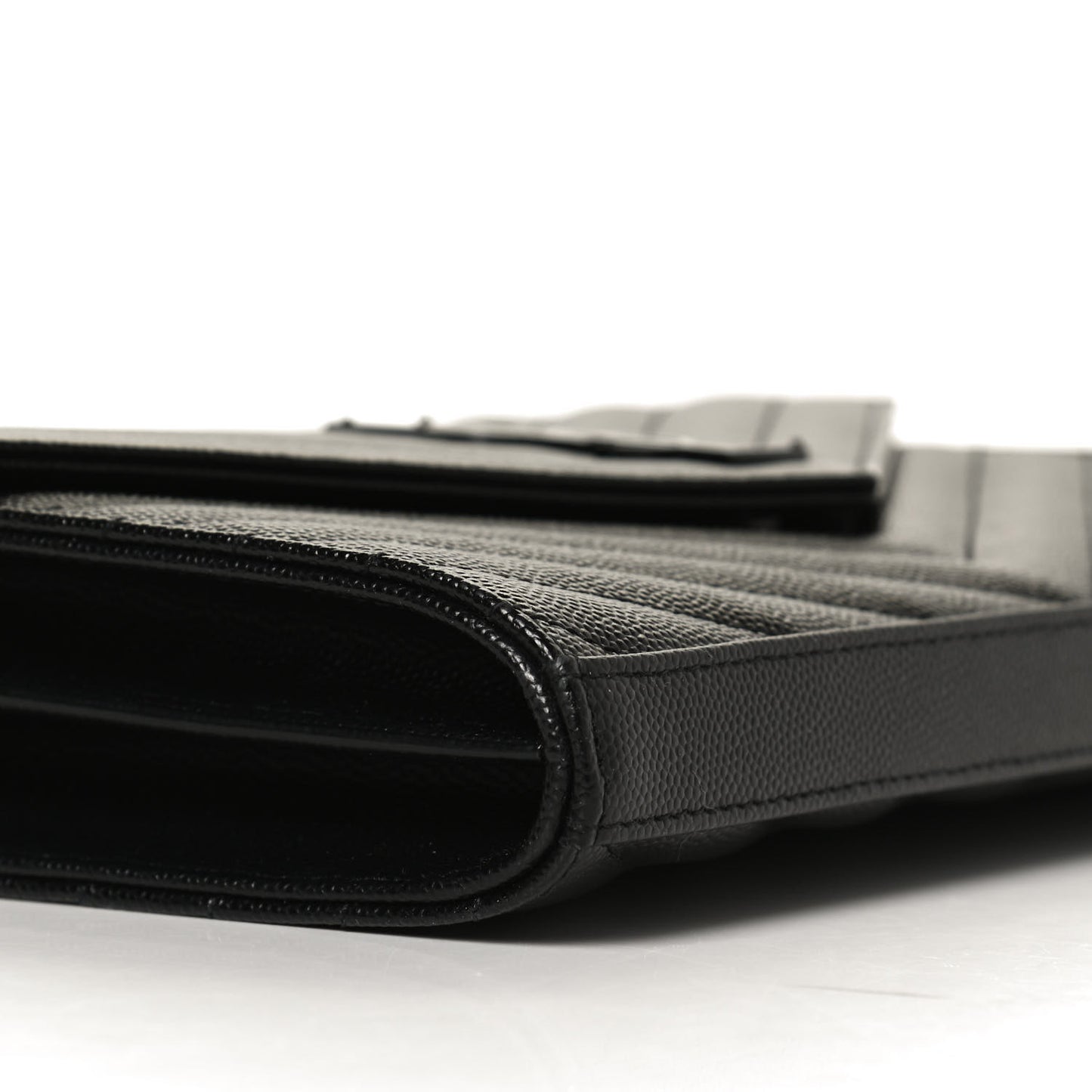 Grain De Poudre Matelasse Chevron Monogram Chain Wallet Black