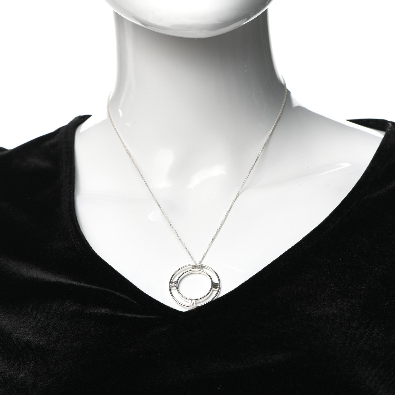 Tiffany Sterling Silver Large Atlas Open Pendant Necklace 2 of 5
