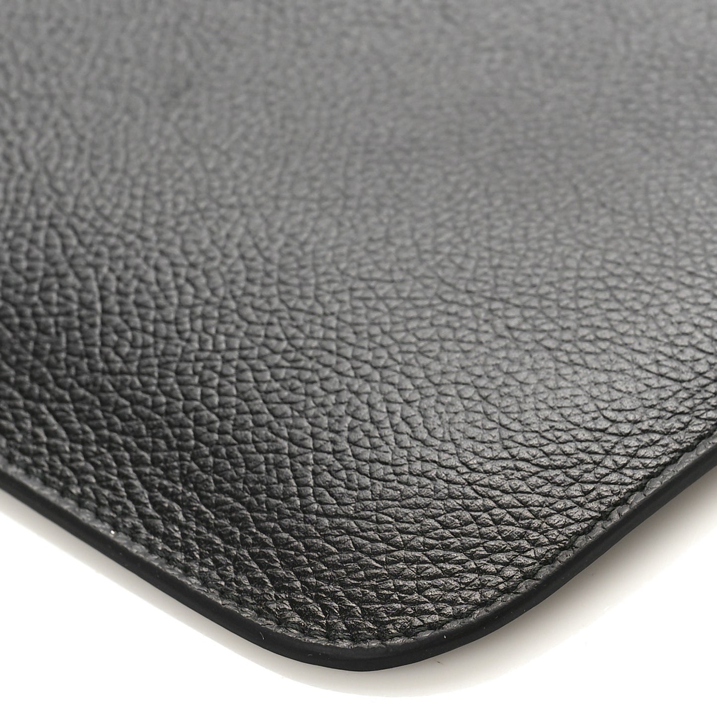 Grained Calfskin Logo Large Cash Wristlet Pouch Black White