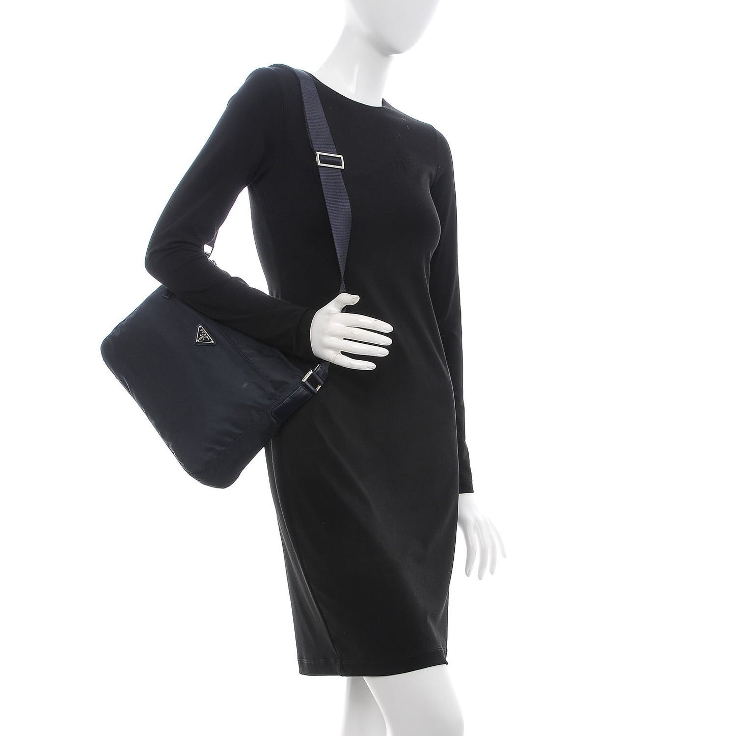 Tessuto Nylon Flat Messenger Bag Blue