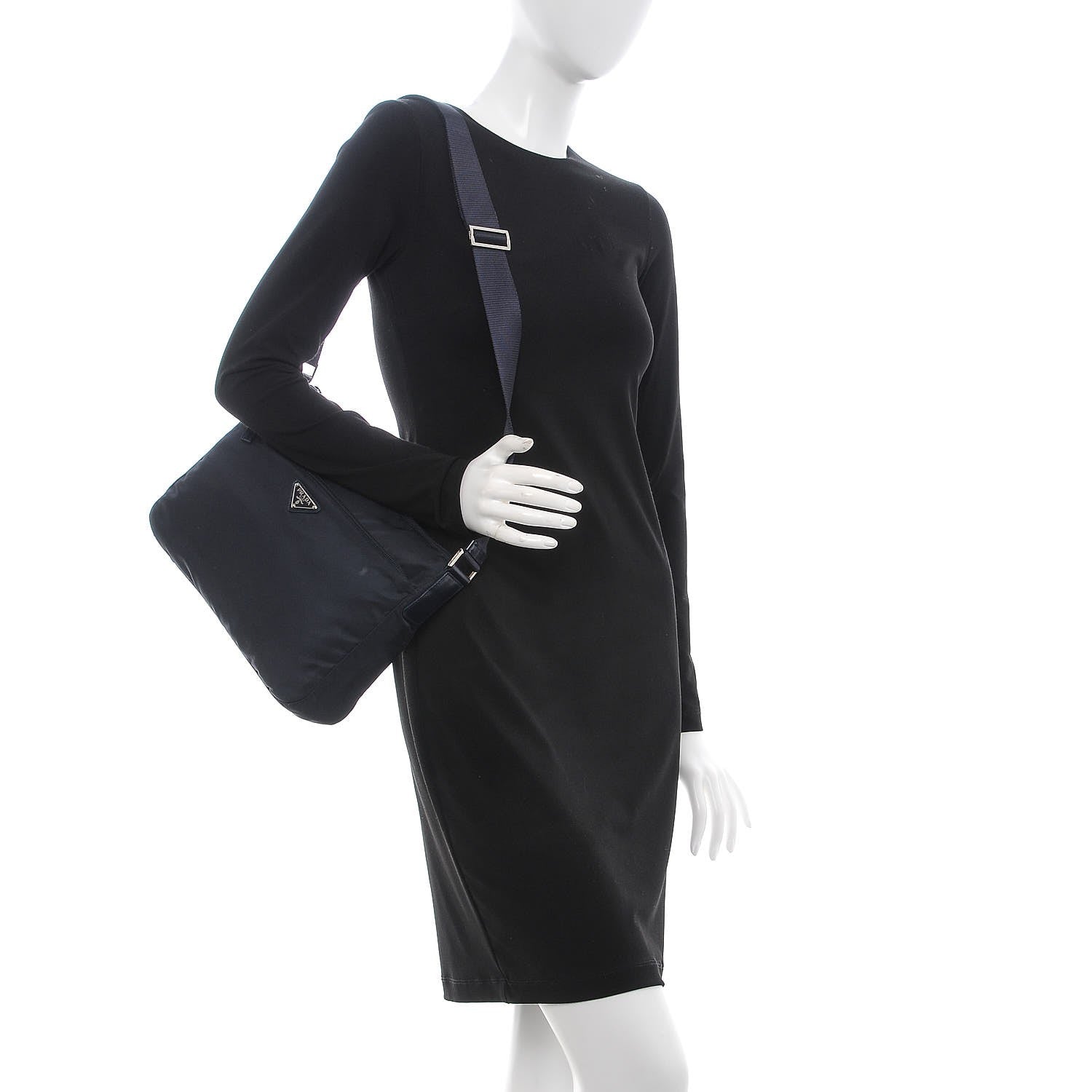 Prada Tessuto Nylon Flat Messenger Bag Blue 2 of 9