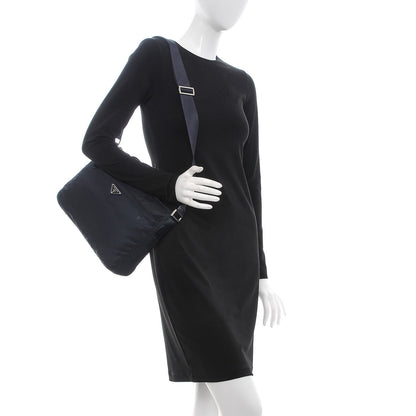 Prada Tessuto Nylon Flat Messenger Bag Blue 2 of 9