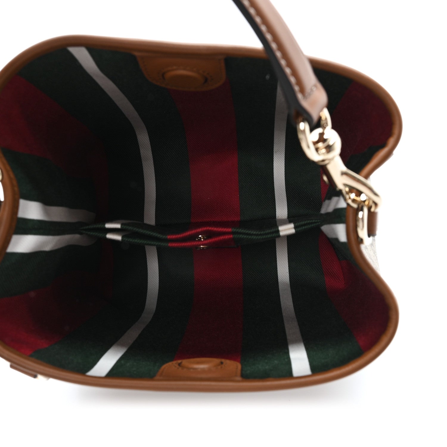Gucci GG Supreme Monogram Emblem Mini Bucket Bag Beige Dark Brown 5 of 10