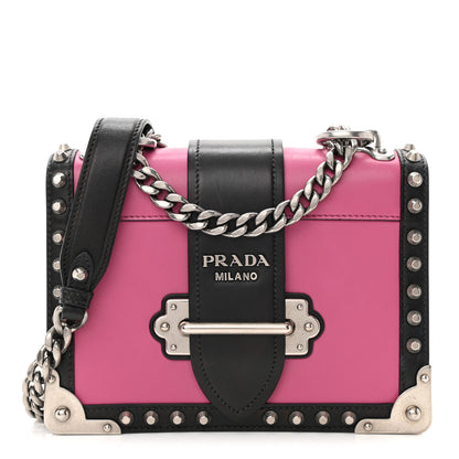 Prada City Calf Saffiano Studded Cahier Bag Fuxia Black 1 of 15