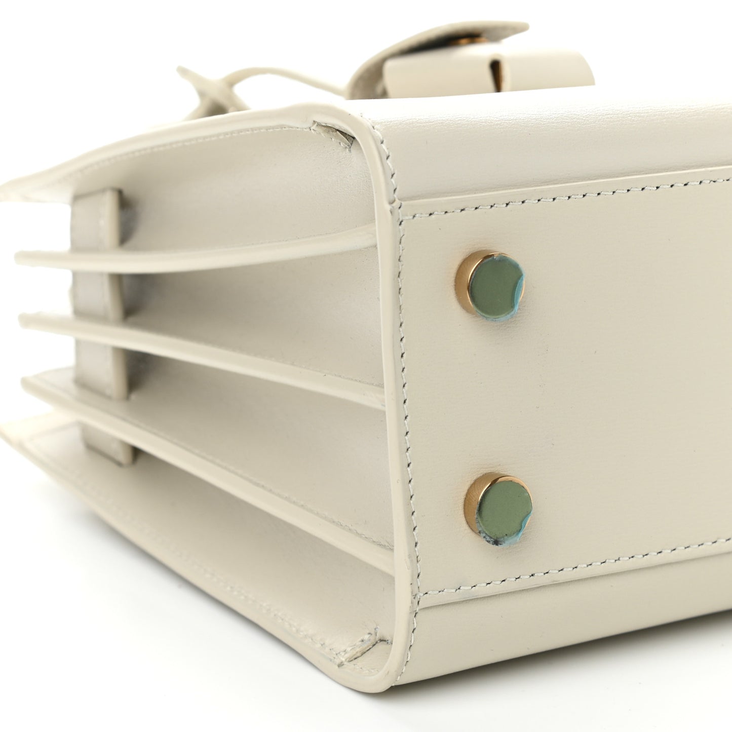 Grained Calfskin Nano Sac de Jour Pearl White